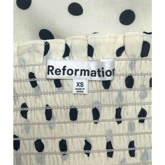REFORMATION Zaria Polka Dot Mini Dress Crepe White Coquette Brunch Cocktail Boho - Picture 10 of 13